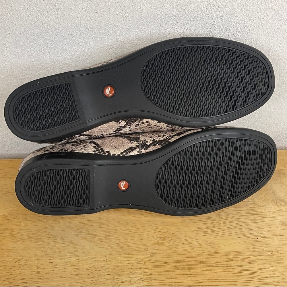 Clarks Snake-Print Slip-On Flats in Beige and Black Trim - Picture 11 of 12